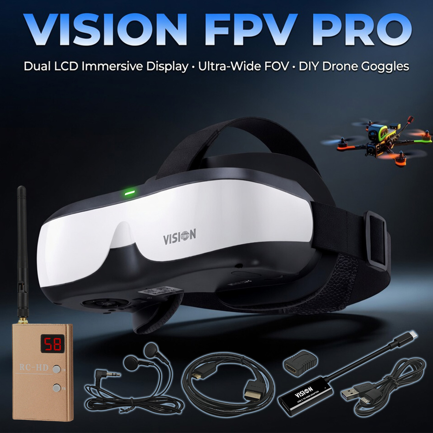 FPV-Brille, Kopfmontiertes Dis – Fpv Drone Goggles Bewertung und Preis